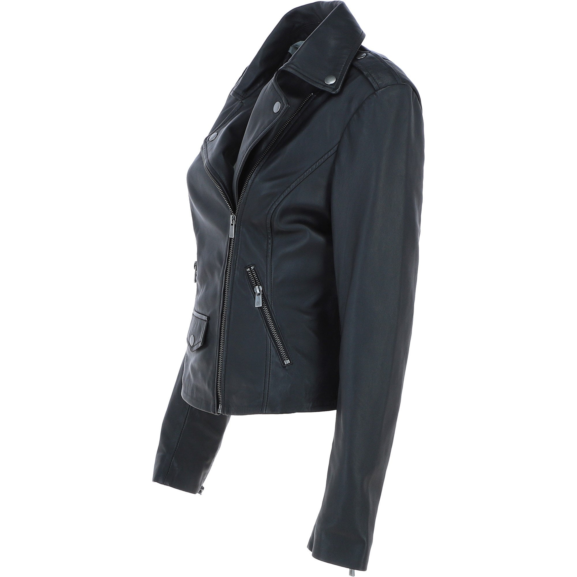 Exquisite Ashwood Leather Ladies Biker Jacket Black: AWL-1881