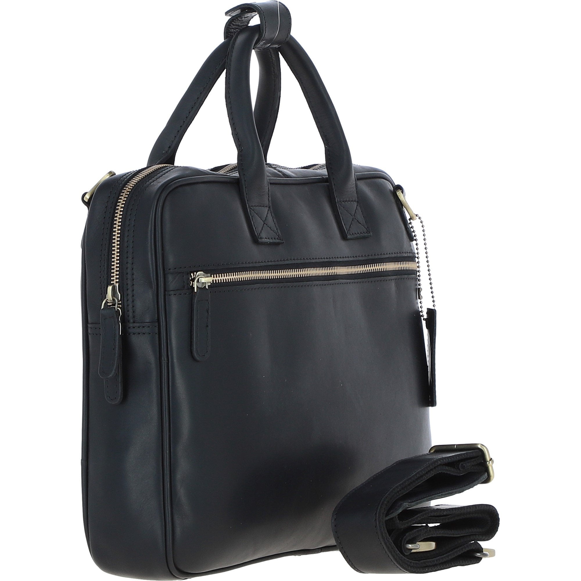Medium Luxury Leather Ipad Work Bag Black: K-46