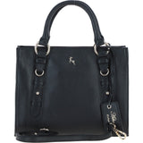 Real Leather Handbag with Adjustable Crossbody Strap Black: 64867