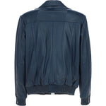 Real Leather Bomber Jacket With Brando Collar Navy: Prime Bomber
