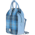 Ashwood Leather & Harris Tweed® Cloth Multi-Pocket Backpack Baby-blue/Blue: TW-66-19-BB