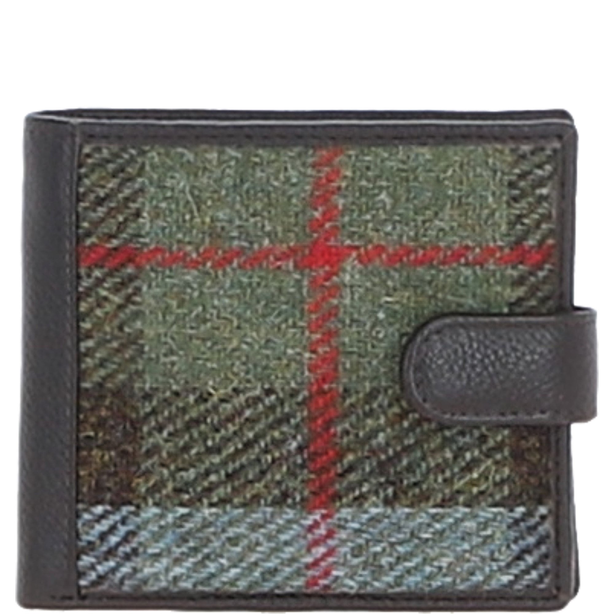 Ashwood Leather & Harris Tweed® Cloth Bi-Fold Wallet Brown/Mix: TW-80-22-BM