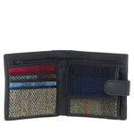 Ashwood Leather & Harris Tweed® Cloth Bi-Fold Wallet Black/Mix: TW-80-23-BM