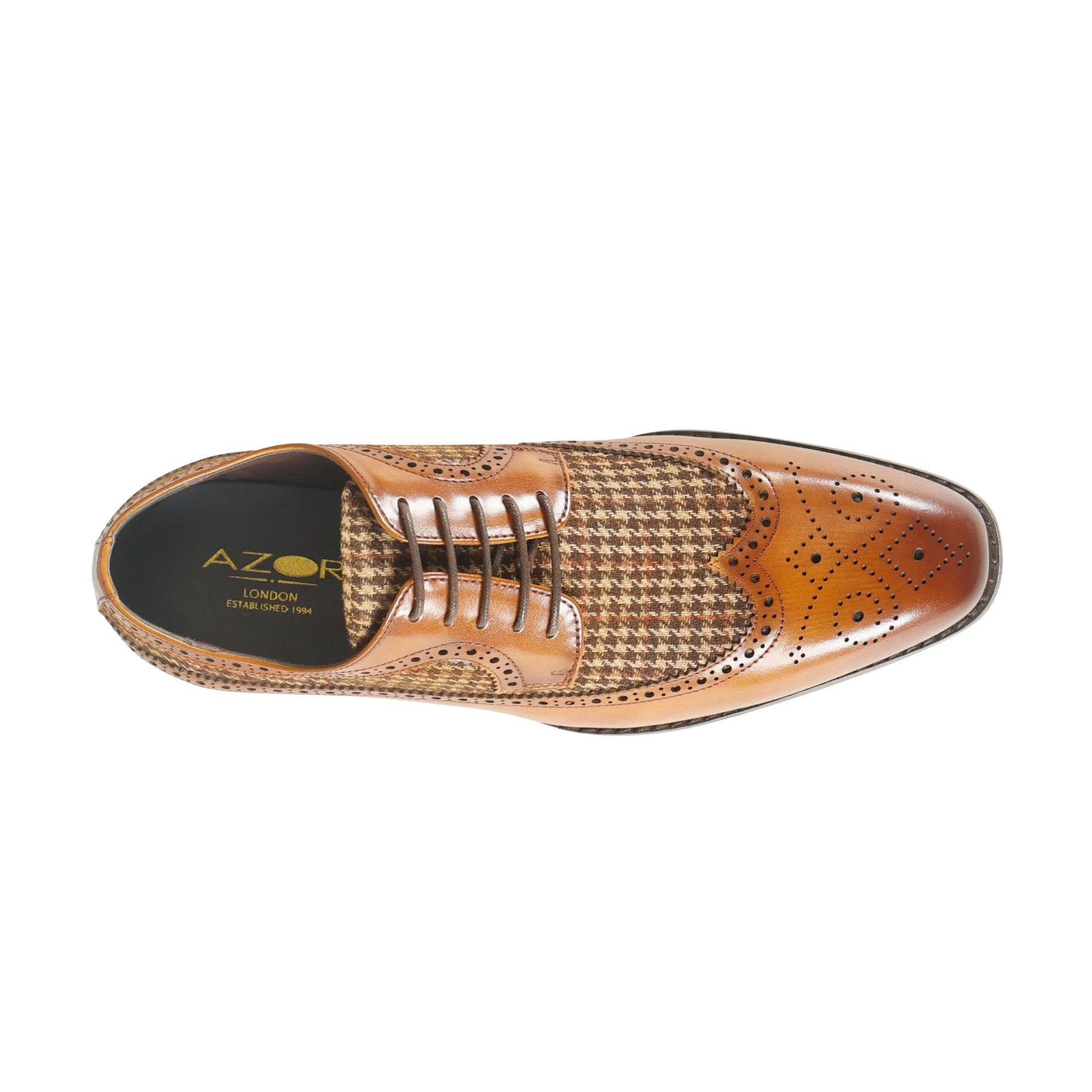 Azor Leather Men's Brogue Shoe Tan: LC CLINT