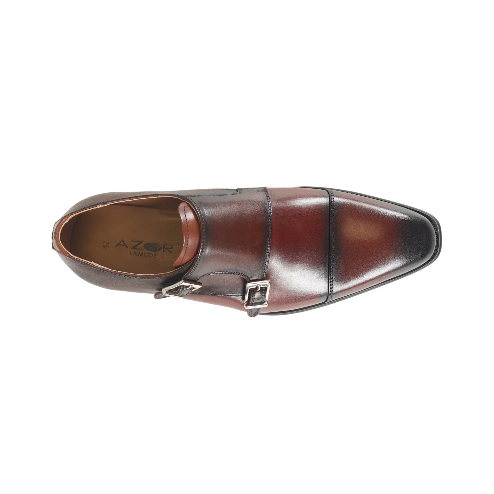 Azor Men's Monk Strap Shoes Brown: LC LOMBARDY