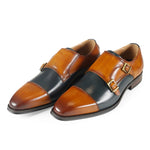 Azor Men's Monk Strap Shoes Tan/Navy: LC LOMBARDY