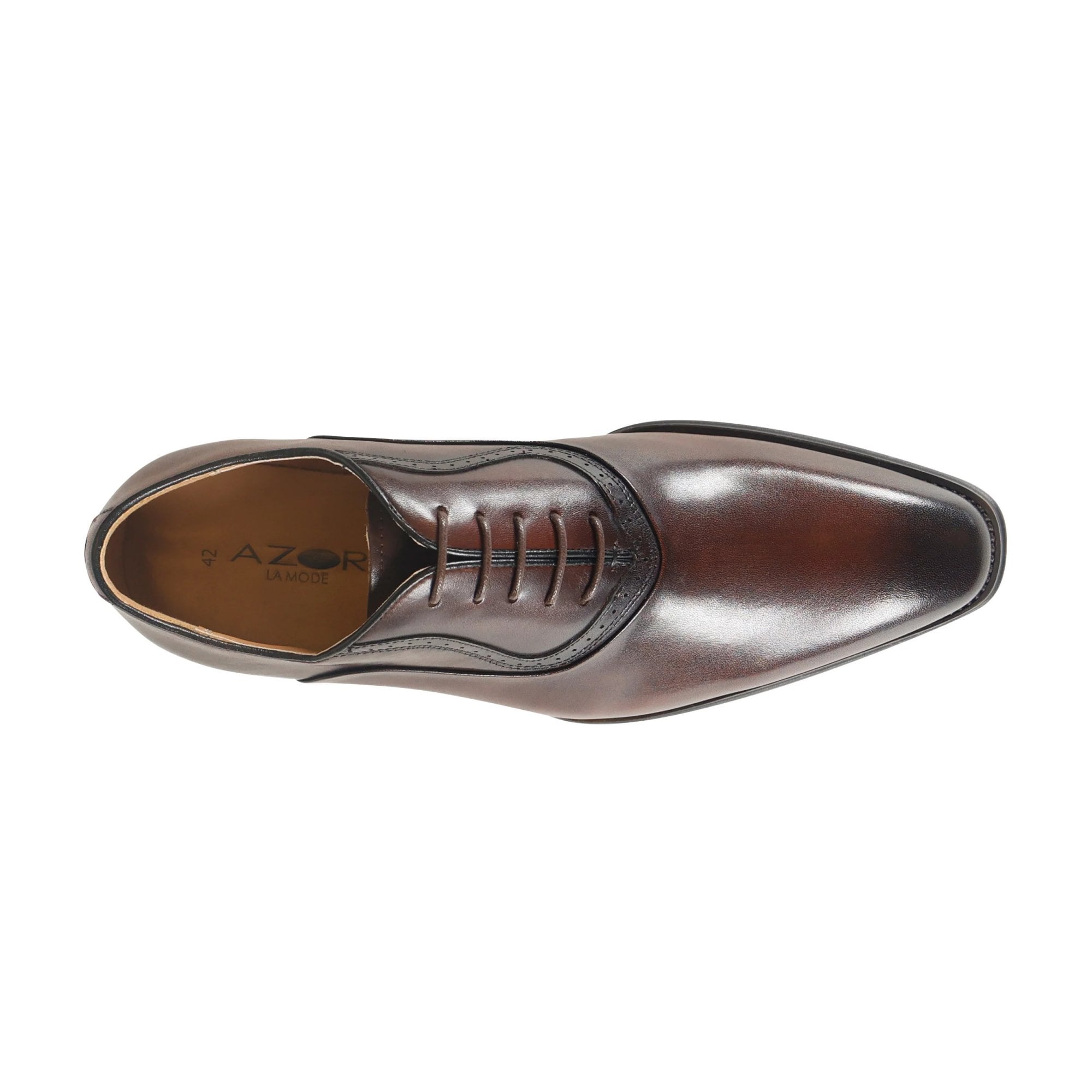 Azor Leather Men's Oxford Shoe Brown: LC GENEVA
