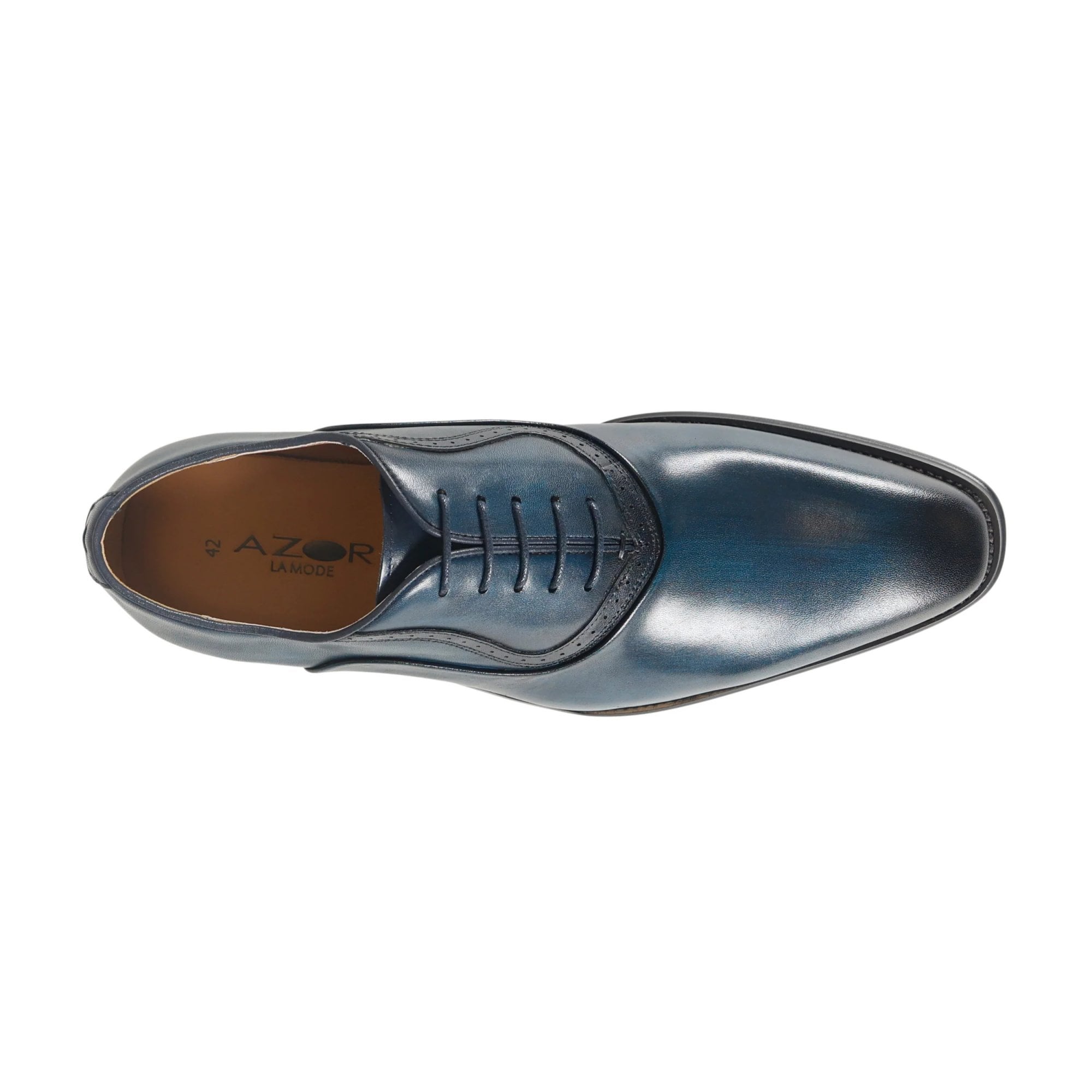 Azor Leather Men's Oxford Shoe Navy: LC GENEVA
