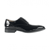 Azor Men's Shiny Leather Oxford Shoe Black Patent: LC RICARDO