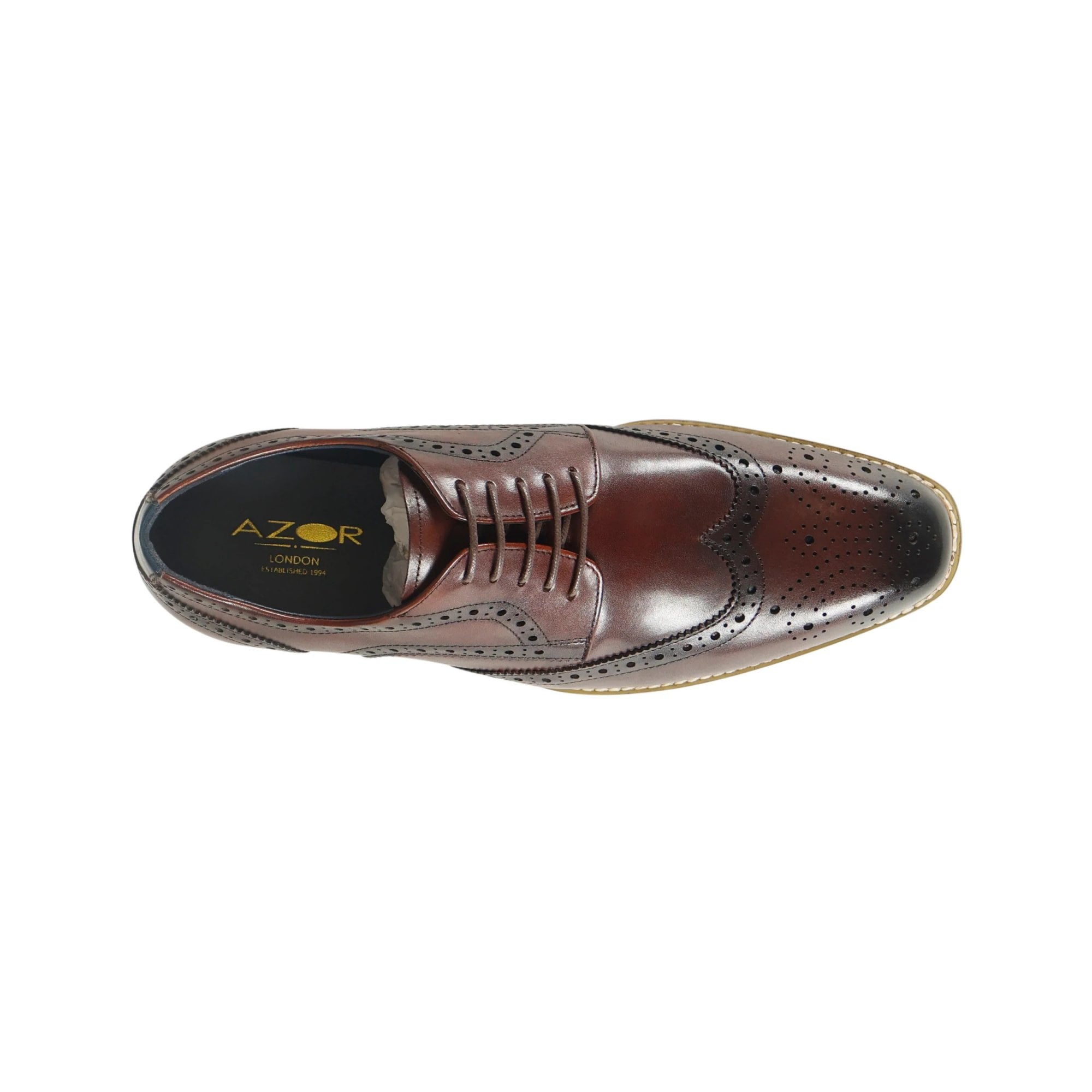 Azor Men's Classic Wingtip Shoe Brown: LC VENEZIA