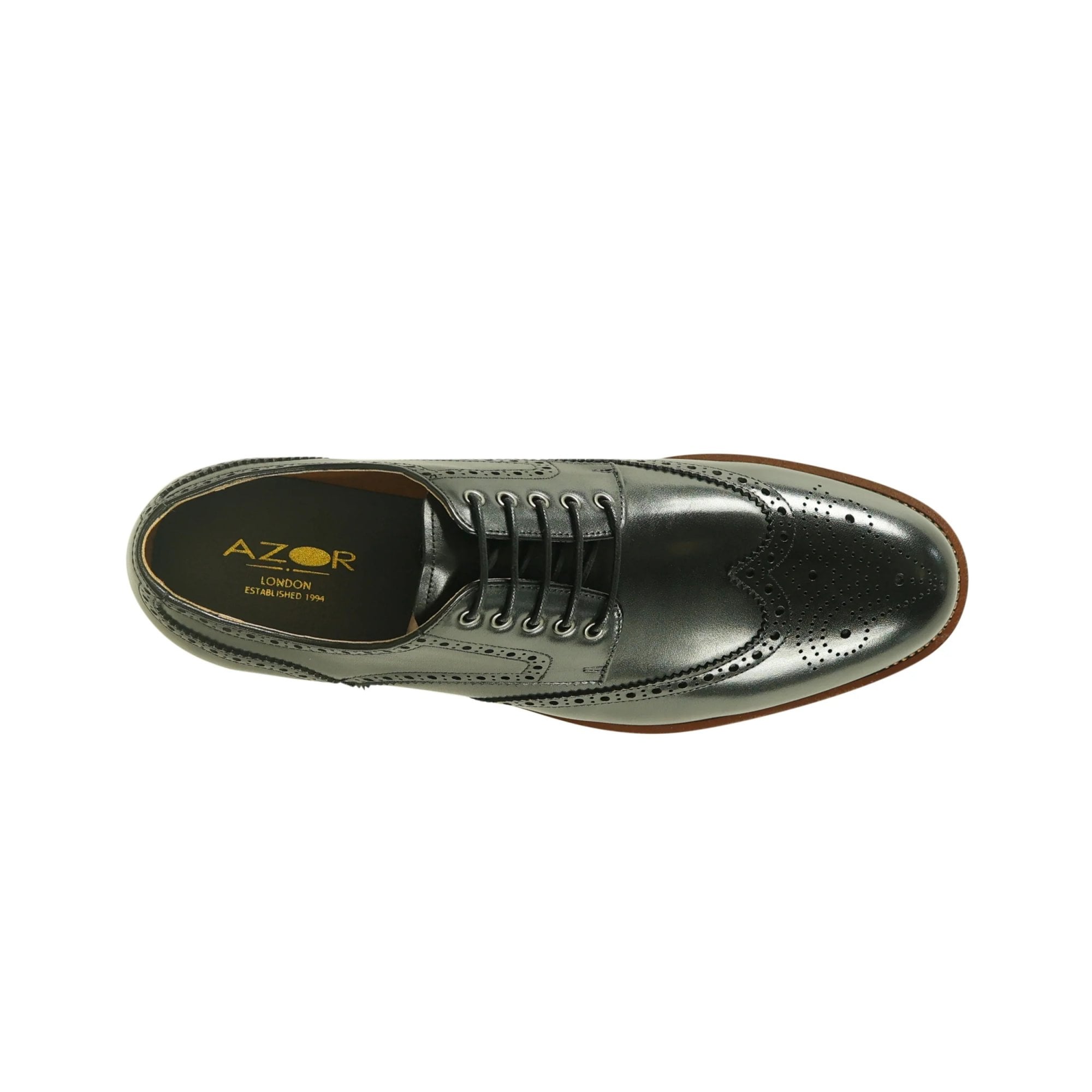 Azor Men's Wingtip Brogue Shoe Black: LC RICHMOND