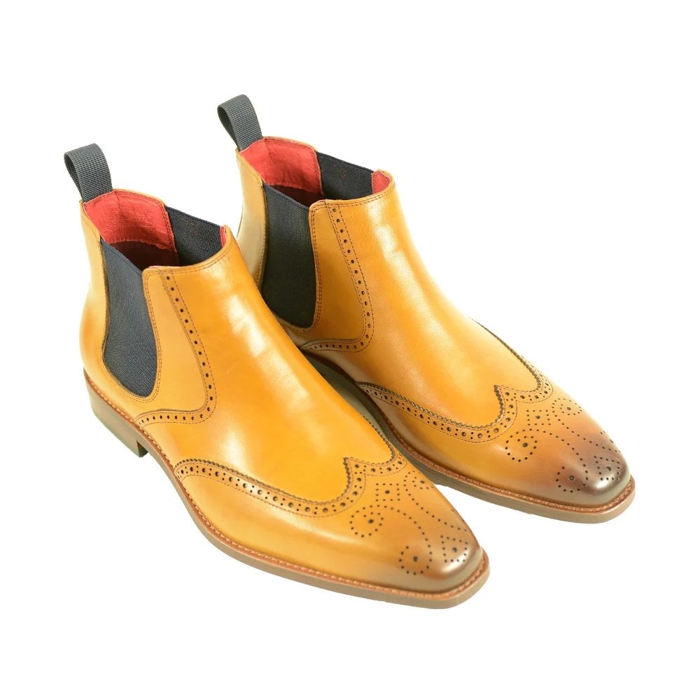 Azor Men's Wingtip Leather Boot Tan: LC HUDSON