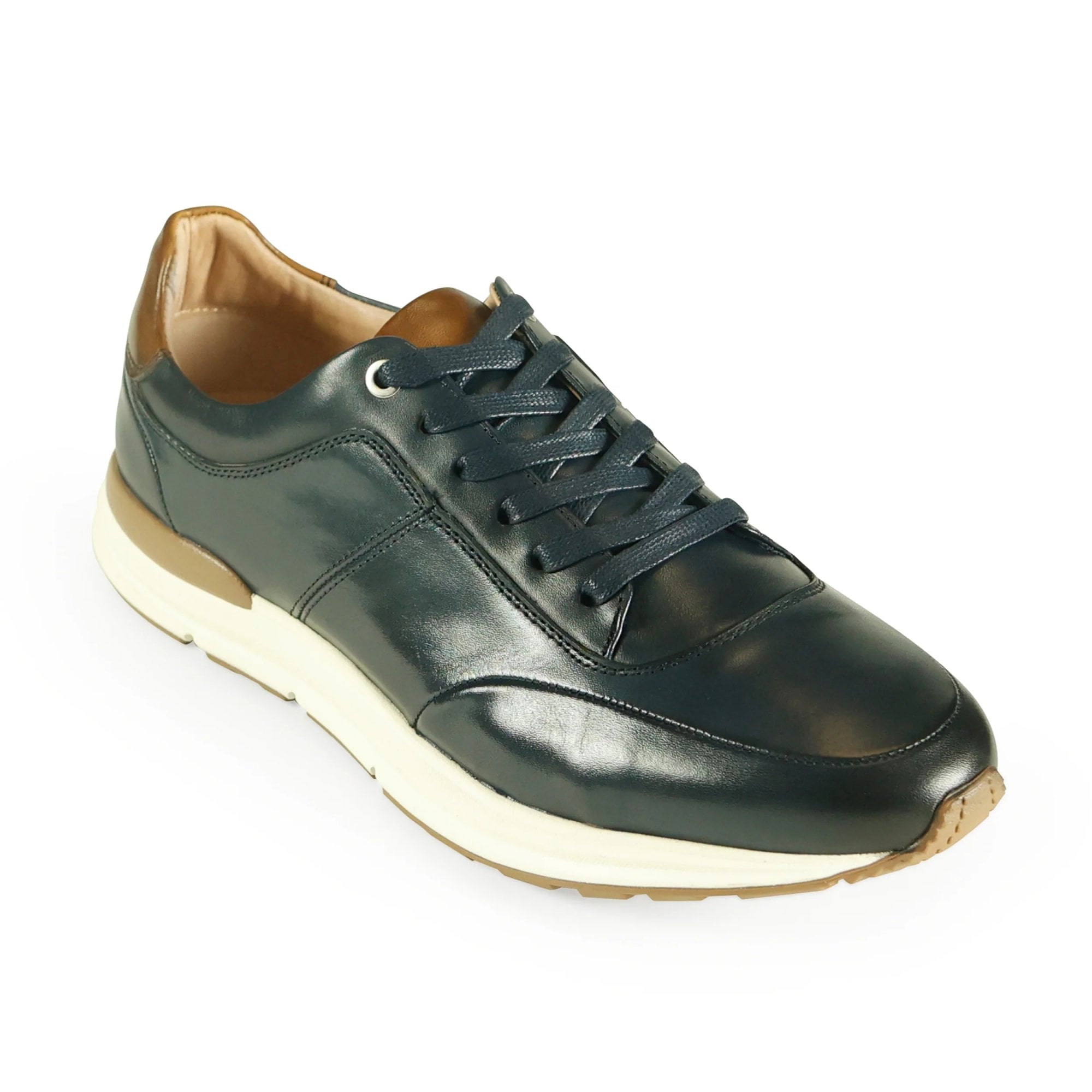 Azor Men's Premium Leather Trainer Navy: LC CALABRIA