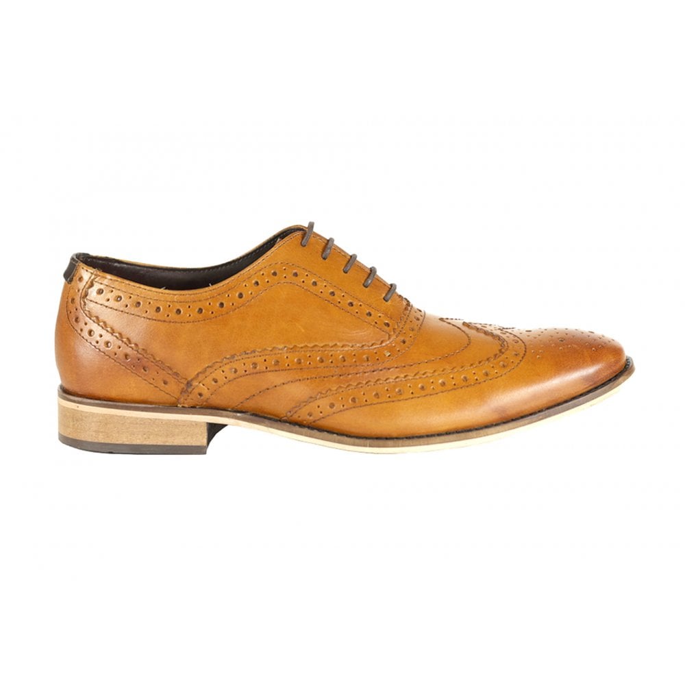 Front Classic Men's Leather Brogue Shoe Tan: LC Diego