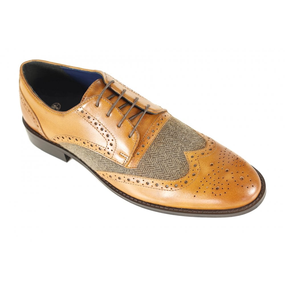 Front Men's Leather Tweed Brogues Tan/Tweed: Chester