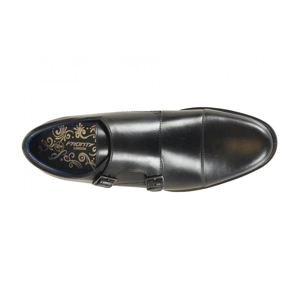 Front Men's Double Strap Leather Shoes Black: LC Davies
