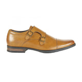 Front Men's Double Strap Leather Shoes Tan: LC Davies