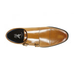 Front Men's Double Strap Leather Shoes Tan: LC Davies