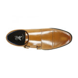 Front Men's Double Strap Leather Shoes Tan: LC Davies