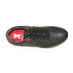 Front Men's Leather Casual Trainers Black/Burgundy: LC BRESCIA
