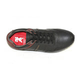 Front Men's Leather Casual Trainers Black/Burgundy: LC BRESCIA