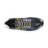 Front Men's Leather Casual Trainers Navy/Tan: LC BRESCIA