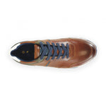 Front Men's Leather Casual Trainers Tan/Navy: LC BRESCIA