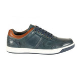 Front Men's Casual Leather Lace-up Trainers Navy: LC RENZO