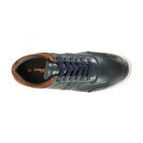 Front Men's Casual Leather Lace-up Trainers Navy: LC RENZO