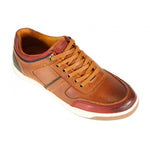Front Men's Casual Leather Lace-up Trainers Tan: LC RENZO