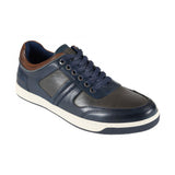 Front Men's Casual Leather Lace-up Trainers Navy/Grey: LC RENZO