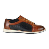 Front Men's Laced Trainer Shoes Tan/Navy: LC GINO