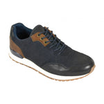 Front Classic Lace-up Style Trainers Navy/Tan: LC CHICAGO