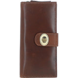 Ashwood Women's Leather Long Purse with Turnlock, Zip Pocket & Card Slots Brown: V-91