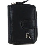Ashwood Leather Compact Purse with Card Slots Black: Anna