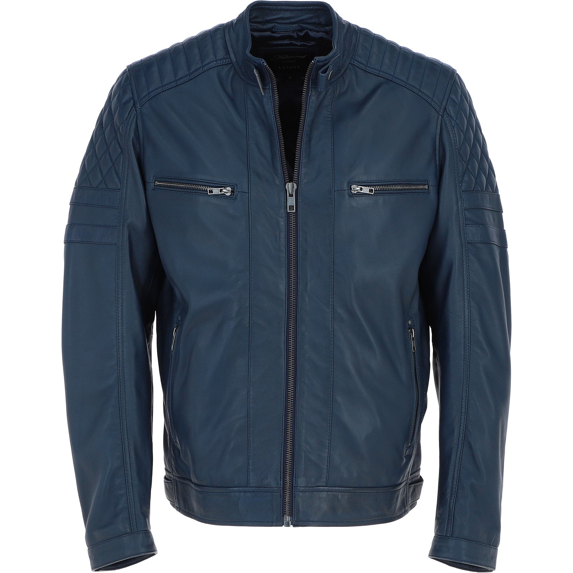 Ashwood Premium Leather Mens Vintage Biker Jacket Navy: AWM-N2