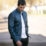 Ashwood Premium Leather Mens Vintage Biker Jacket Navy: AWM-N2