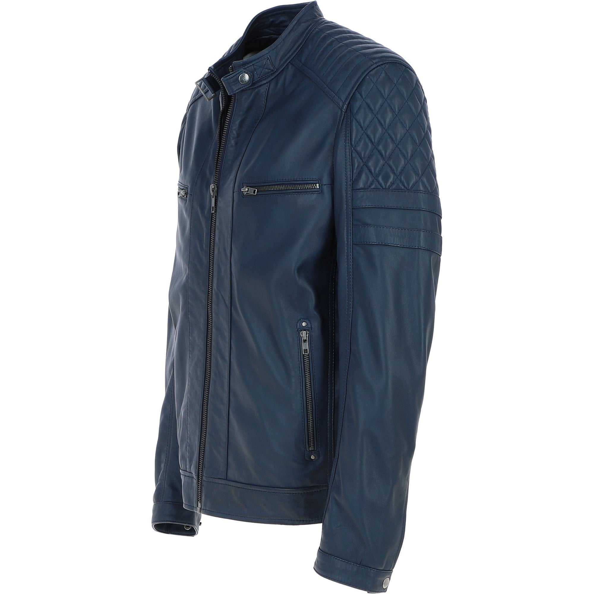 Ashwood Premium Leather Mens Vintage Biker Jacket Navy: AWM-N2