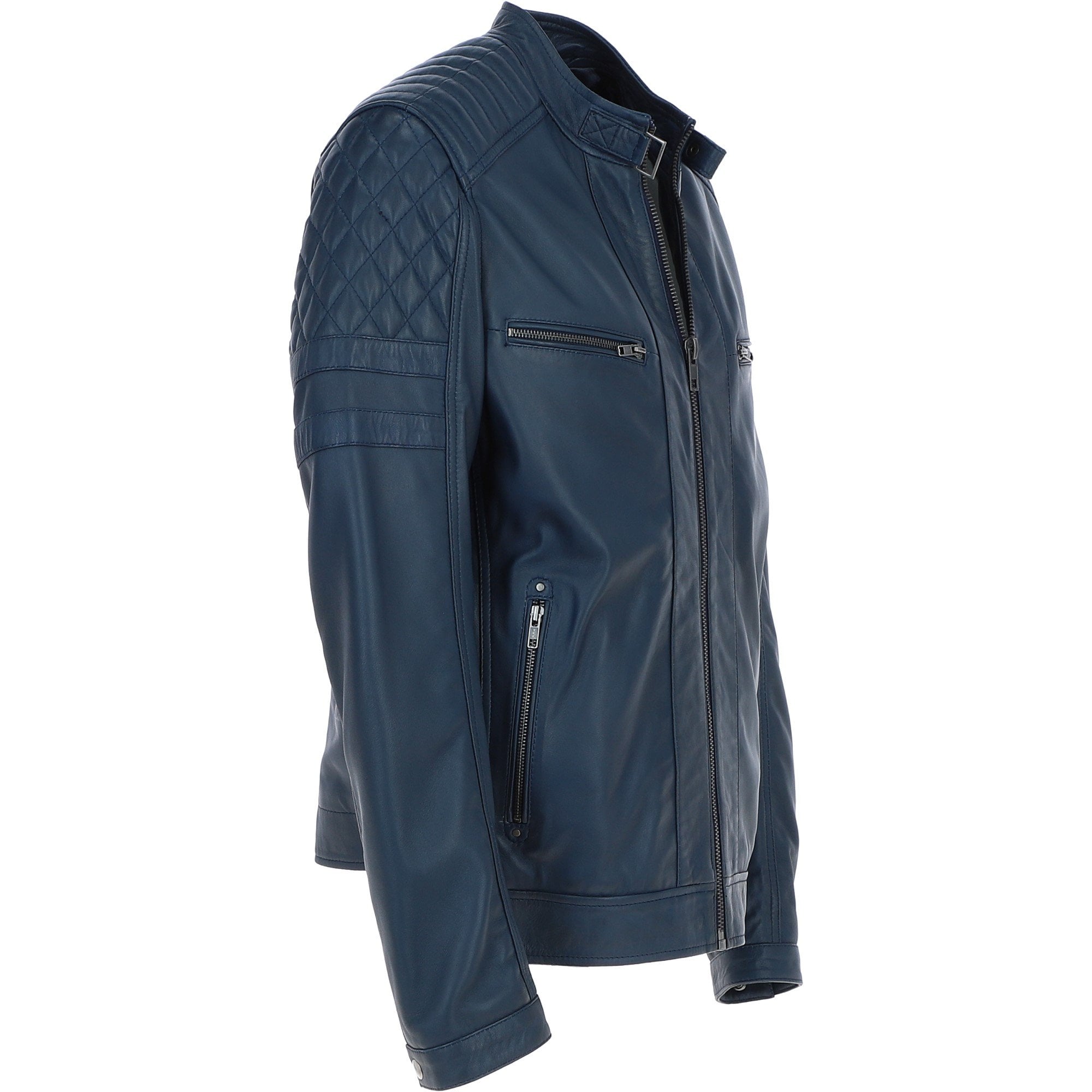 Ashwood Premium Leather Mens Vintage Biker Jacket Navy: AWM-N2