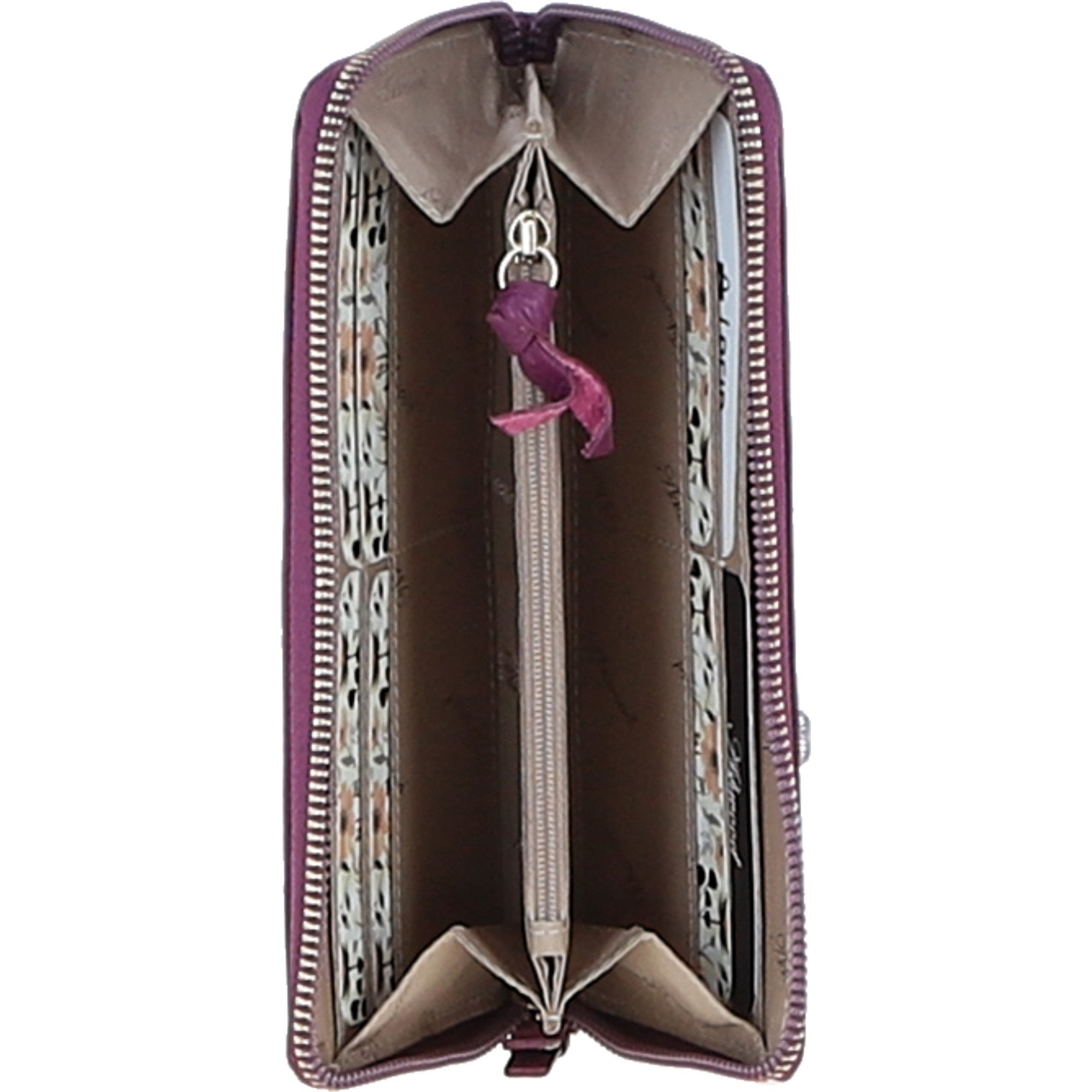 Ashwood Women's Leather RFID Zip-Around Purse Raspberry: Ash-32