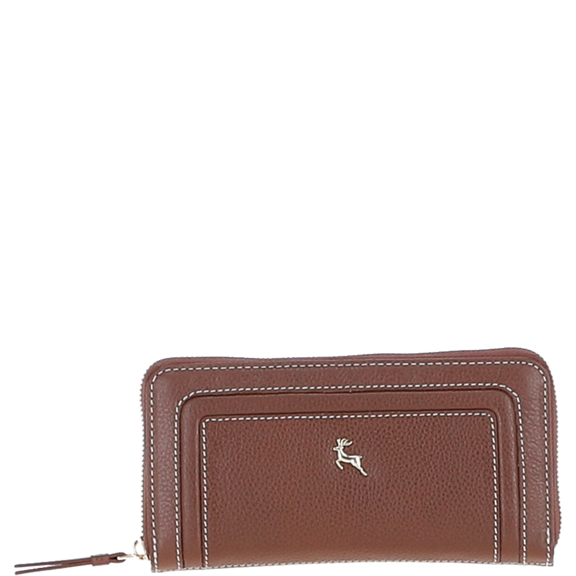 Ashwood Women's Leather RFID Zip-Around Purse 2 Tone Tan: Ash-32