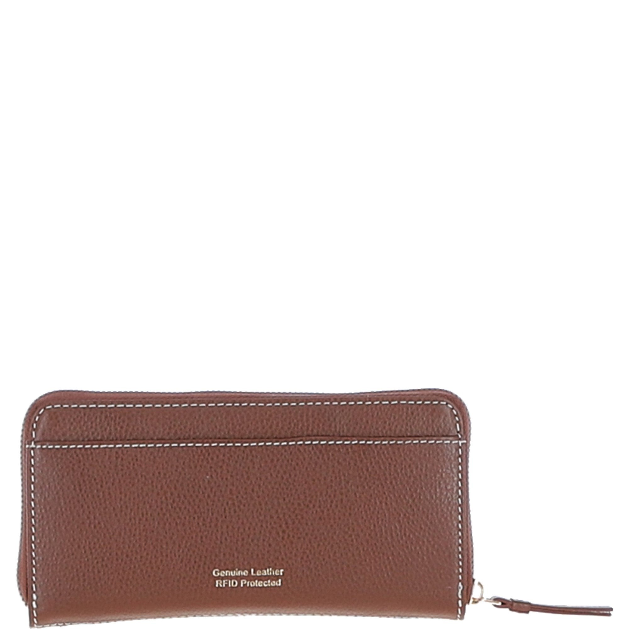 Ashwood Women's Leather RFID Zip-Around Purse 2 Tone Tan: Ash-32