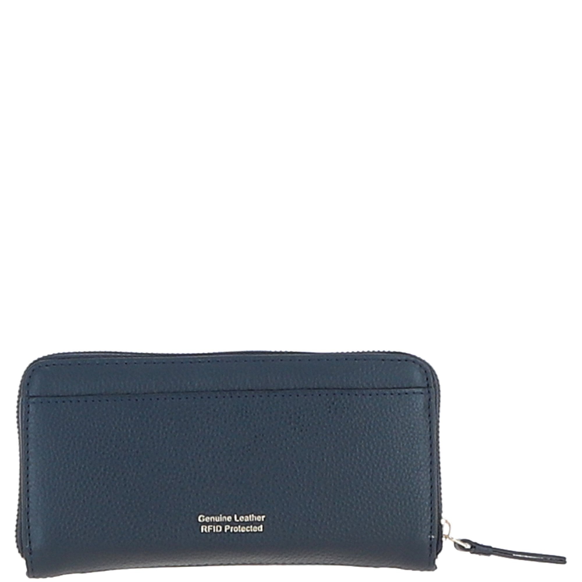 Ashwood Women's Leather RFID Zip-Around Purse Cotswold Navy: Ash-32