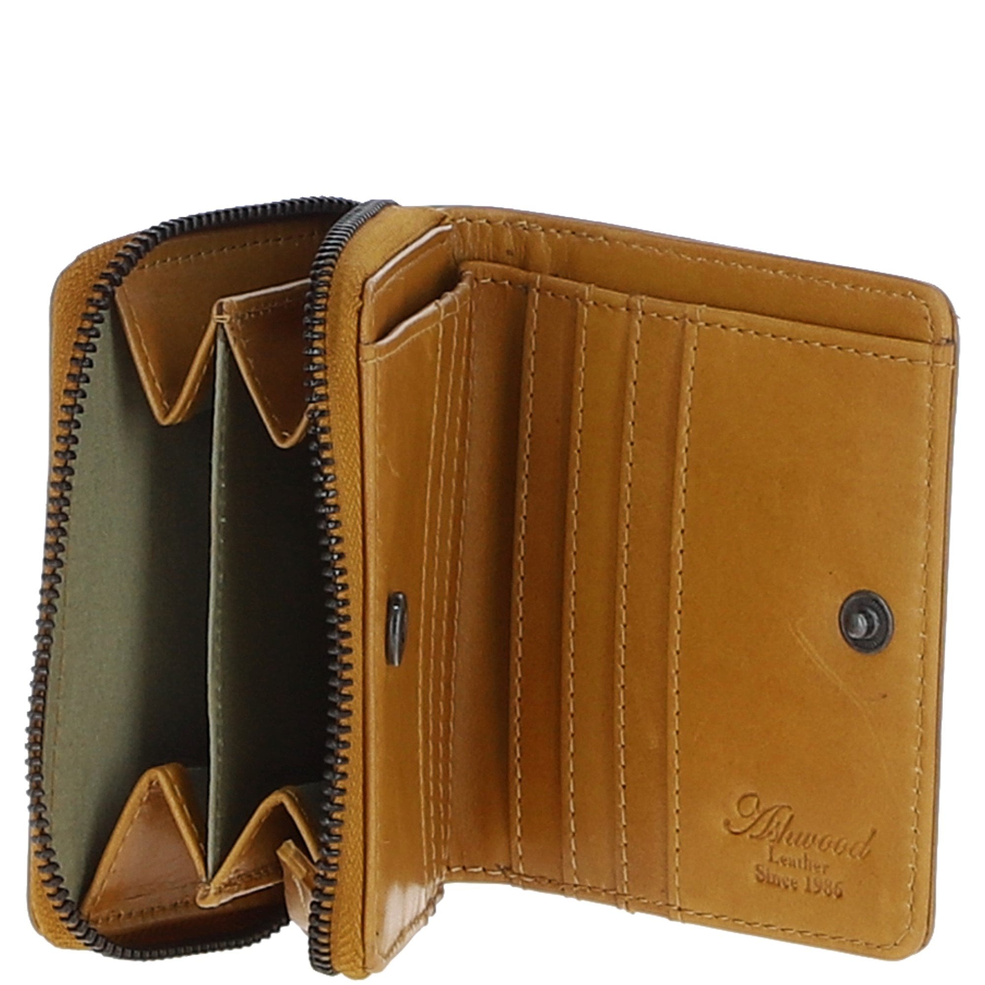 Ashwood Leather Multi Compartment Purse with Gift Box Mustard: P-60