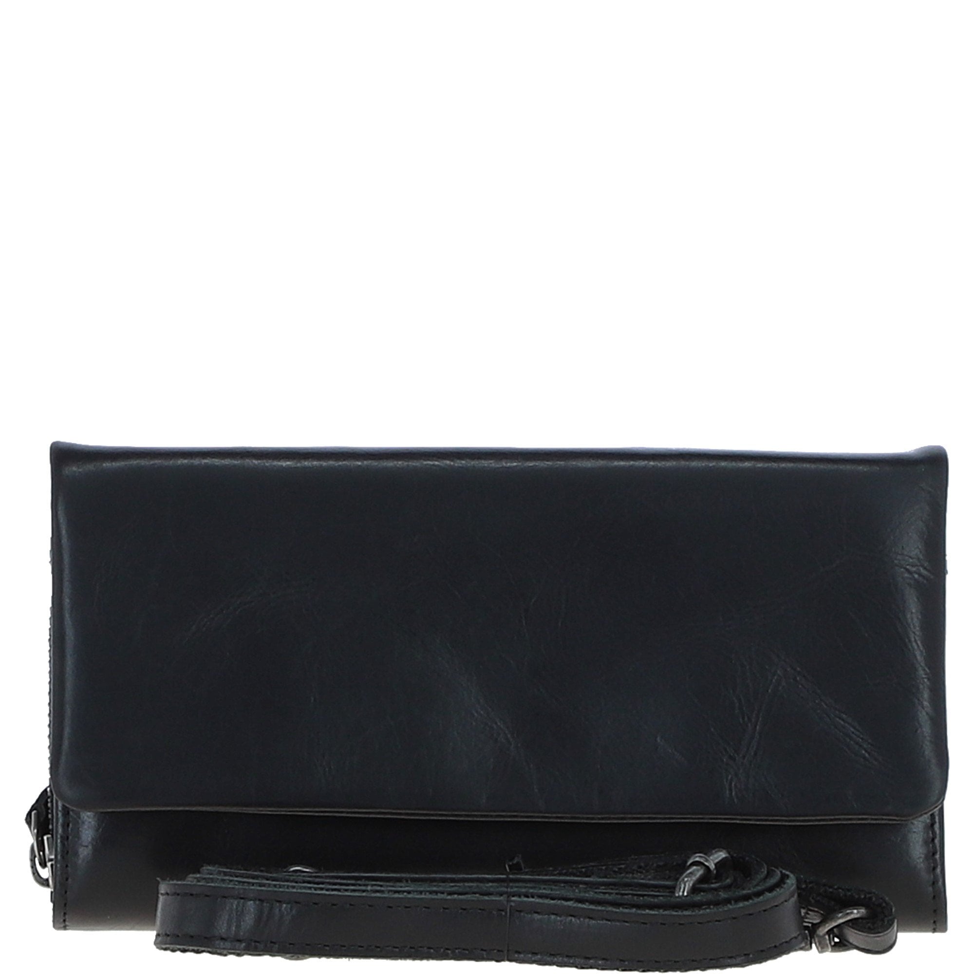 Ashwood Leather Detachable Strap Crossbody Clutch Purse Black: P-64