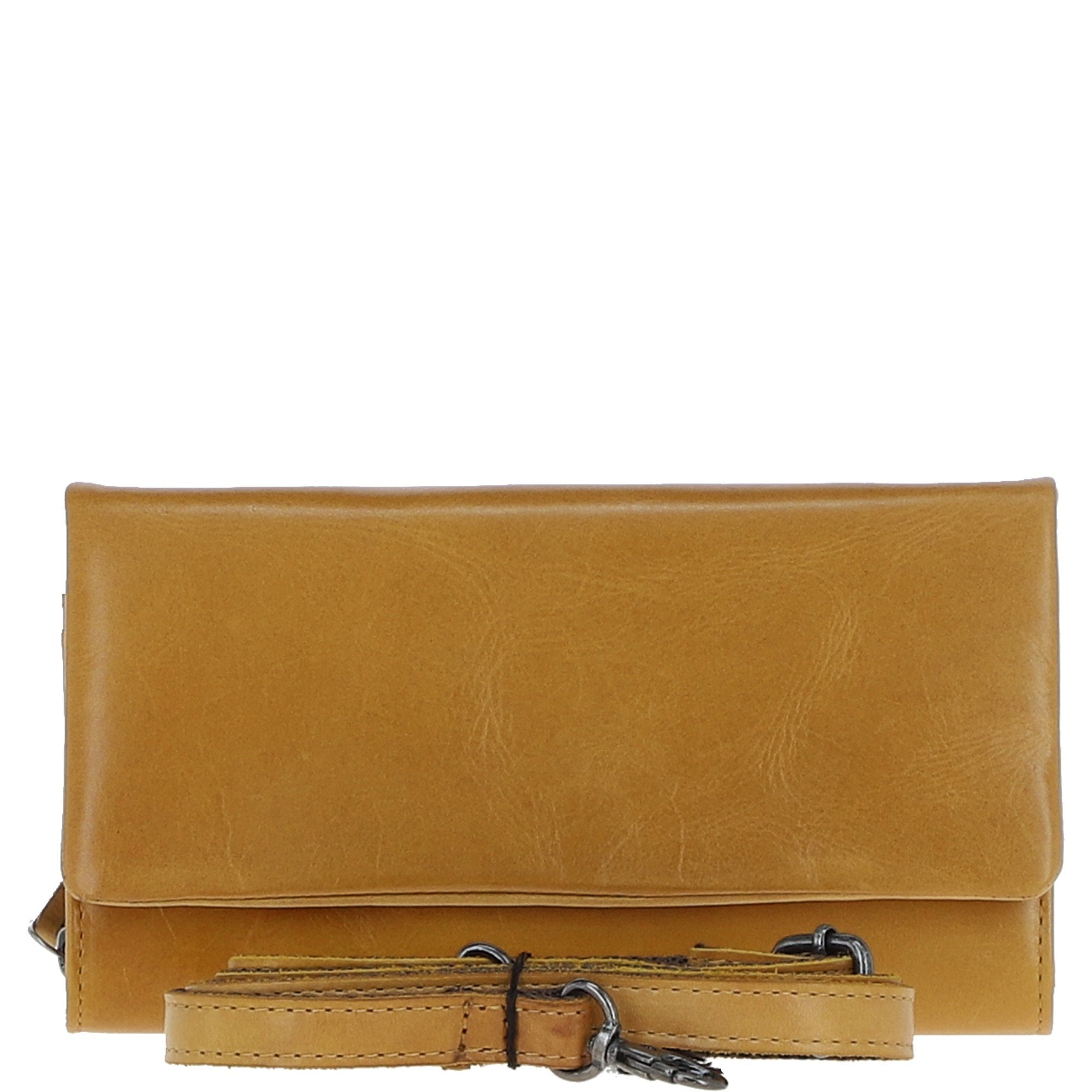 Ashwood Leather Detachable Strap Crossbody Clutch Purse Mustard: P-64