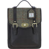 Ashwood Leather & Harris Tweed® Cloth Medium Backpack with Twist Lock Brown/Green: TW-37-09-BG