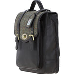 Ashwood Leather & Harris Tweed® Cloth Medium Backpack with Twist Lock Brown/Green: TW-37-09-BG
