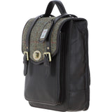 Ashwood Leather & Harris Tweed® Cloth Medium Backpack with Twist Lock Brown/Green: TW-37-09-BG
