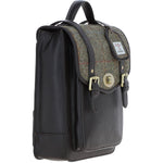 Ashwood Leather & Harris Tweed® Cloth Medium Backpack with Twist Lock Brown/Green: TW-37-09-BG
